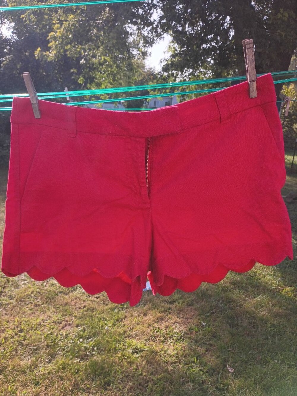 J Crew Red Scalloped Shorts